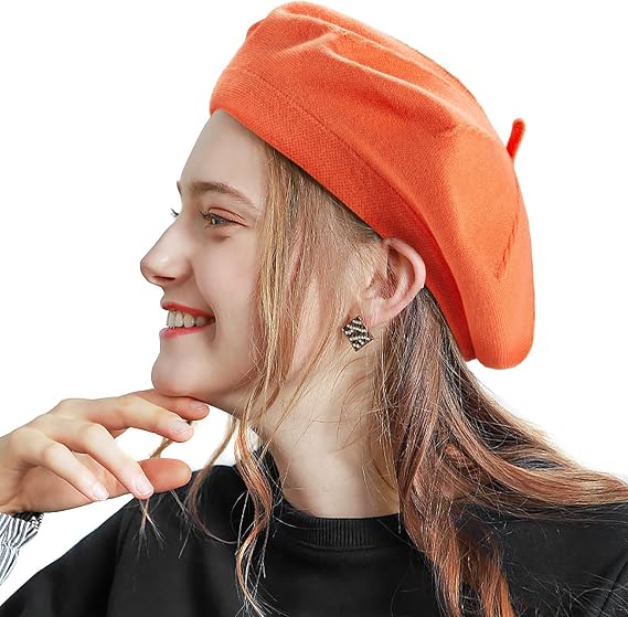 LADYBRO 2 Layers French Beret Hats for Women Wool Cute Warm Knit Beanie Cap