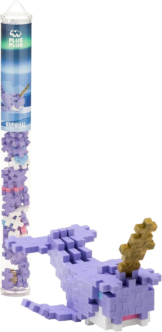 PLUS PLUS Narwhal Tube - 3D Animal Figure Building Block Set