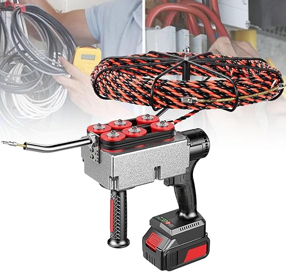 Electric Fish Tape Wire Puller, Cordless Professional Wire Threading Tool, Automatic Electrical String Machine, Electrician's Threader,Wall Threading Wire Machine,40m/Min Wire Puller,25000mAh-1Battery