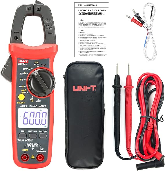 UNI-T UT204 + Dijital Sıkıştırma Ölçüm Cihazı Sıcaklık Alternatif Akım Doğru Akım Gerilim Direnç Test Cihazı Multimetre