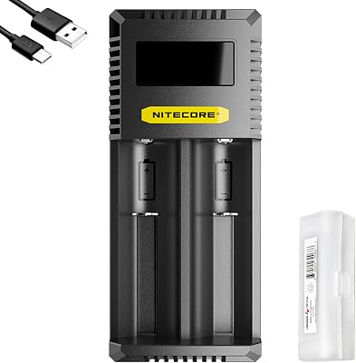 Nitecore Ci2 2 Bay Universal Battery Charger Support 16340 14500 18650 21700 Lithium Ion AA AAA Ni-MH Ni-CD, USB QC PD with Lumentac Battery Organizer