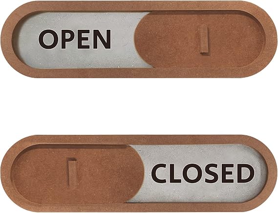 GEEKBEAR Open Closed Slider Sign for Business (Brown)