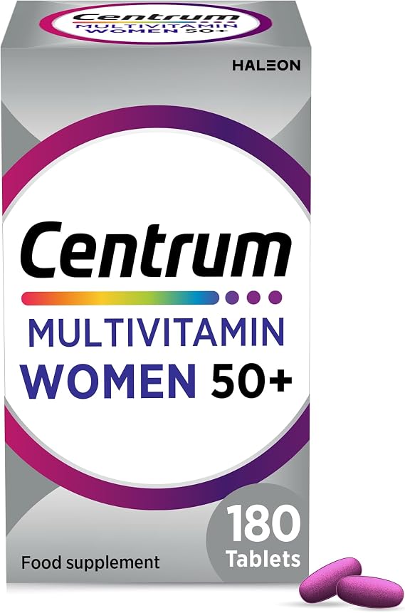 Centrum Women 50+ Tablets Multivitamin & Mineral Supplements, 23 Essential nutrients Including Vitamin D, C, and Iron, 180 Tablets