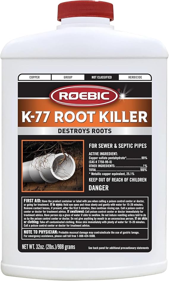 Roebic K-77 Granular Tree Root Killer for Sewer Lines, 32 oz