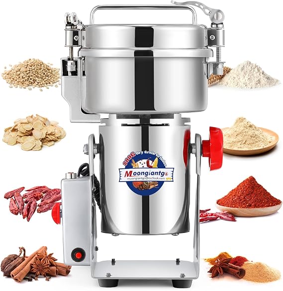 Moongiantgo Electric Flour Mill High Speed Spice Grinder for Kitchen 800g | Commercial Grinder Pulverizer with Overload Protector, Grain Mill Grinder for Dry Spice Cereals Coffee Corn Rice Pepper