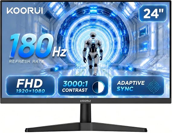 KOORUI 24 Inch Gaming Monitor, 180Hz 1080P VA Display with 3000:1 Contrast