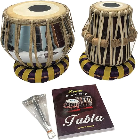 Satnam Bayan Hand Crafted Professional Tabla Drum Set Hammer Music Book - Steel