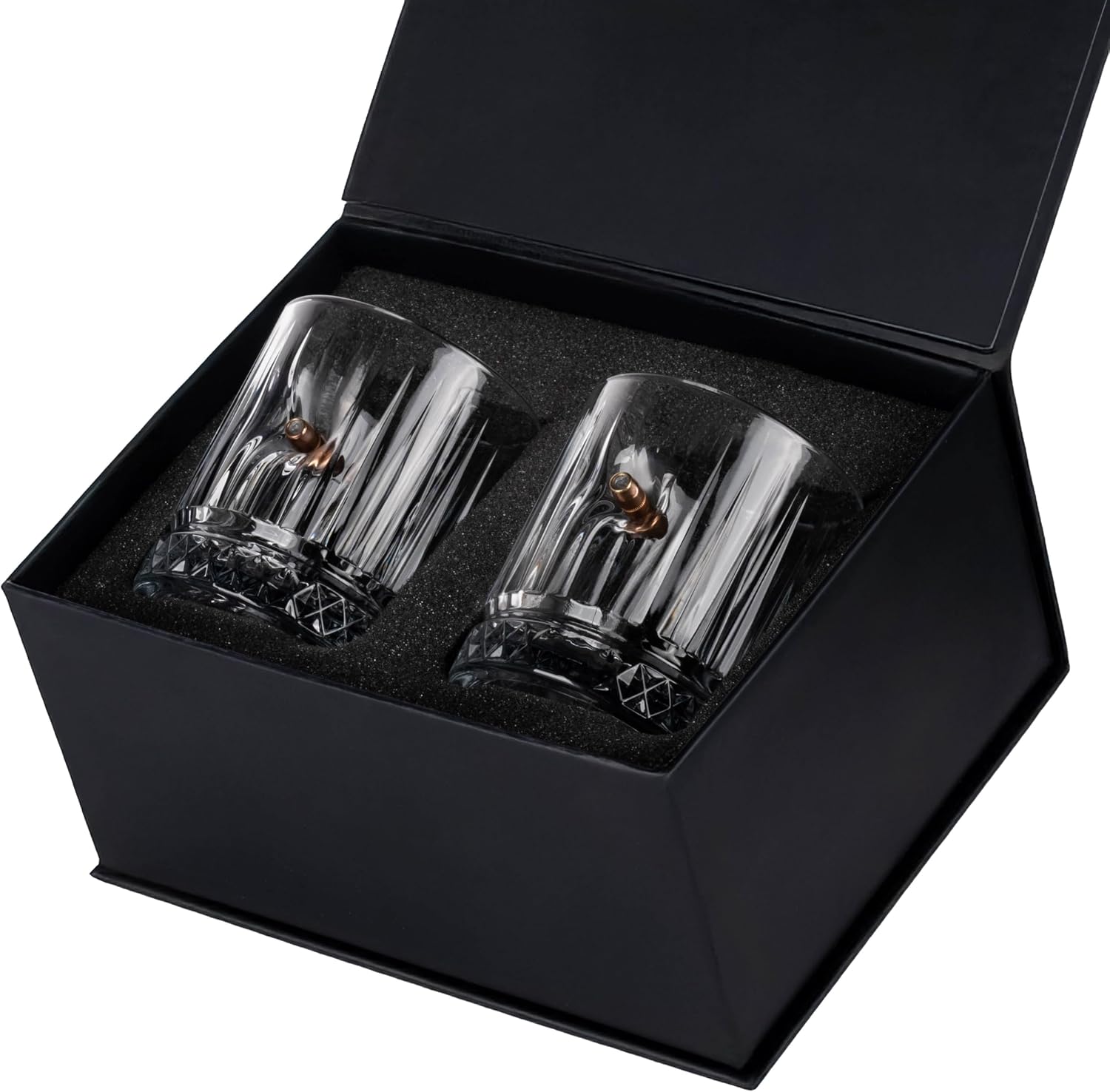 Stylish Luxury Double Whiskey Cup Set with Real.308 Bullets Unforgettable Gift 355cc Crystal Whiskey Set