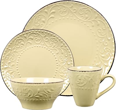 Lorren Home Trends LH529 Dinnerware Set for Entertaining, One Size, Yellow