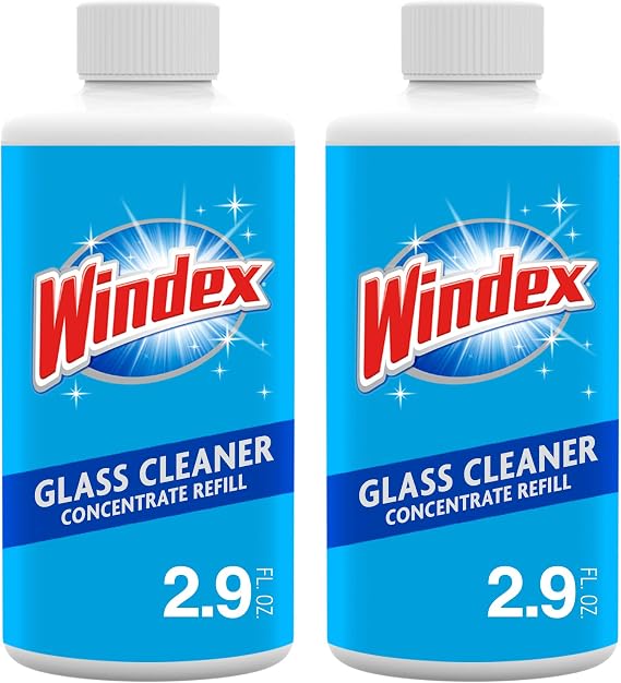 Windex Glass Cleaner Concentrate, Two 2.9 Ounce Concentrated Refill Bottles