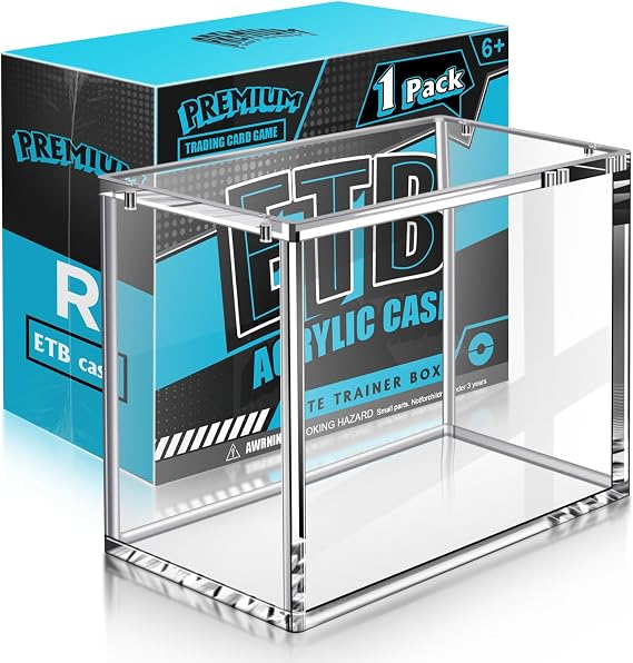 Elite Trainer Box Display Case with Magnet Lid, 7mm+6mm Ultra Thick Acrylic ETB Case with Super Strong Magnet Closure, Round Edge Dust-Proof Protector for PKMN ETBs (Thick & Round Edge) 1 Packs