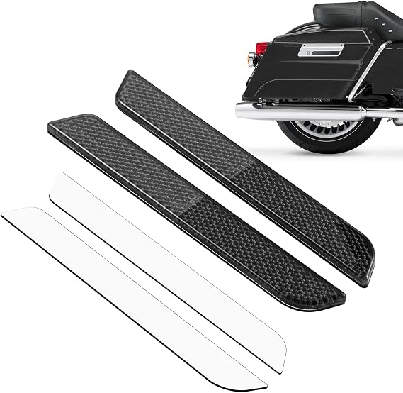 Amazicha Saddlebag Saddle bag Reflectors Black Latch Cover Side Visibility Compatible for Harley Davidson Touring Road King Street Electra Road Glide 1993-2013 (Left & Right)