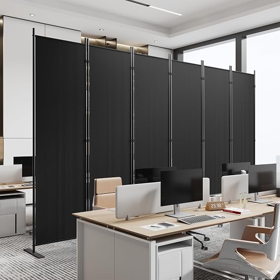 C-Hopetree 6 Panels 6 Ft Room Divider and Folding Privacy Screen, Indoor Fabric Portable Partition and Separation Wall for Home