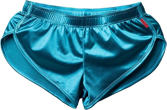 Mens Satin Boxer Briefs Silk Boxers with Pouch Lounge Shorts Split Side Pajama Bottoms Running SweatShorts