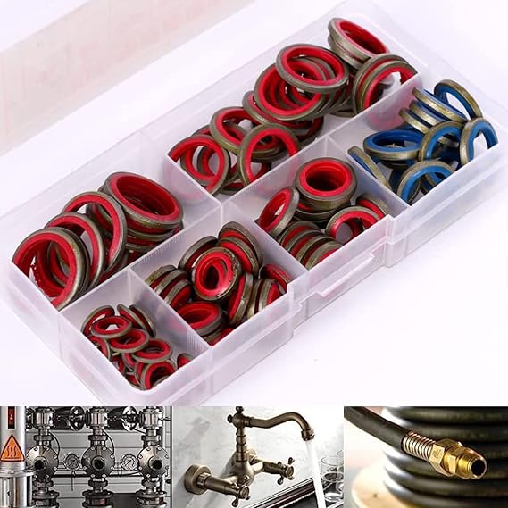 100pcs/ 245pcs Assorted Sealing Gasket Set, Rubber O Rings Kit -12 Size, Combination Gasket Repair Box for Automobiles, Boats, Engines,Oil Plumbing,Gas ControlFaucets Seal Repair (100 PCS)