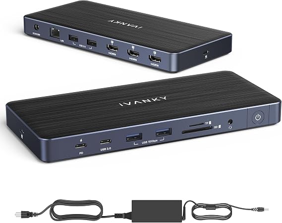 iVANKY 14-in-1 Triple DisplayLink Dock for MacBook with 180W Power Adapter | Docking Station for M2/ M3/ M4/M5, Triple 4K@60Hz Monitor 3HDMI 2.0, 96W PD, 10Gbps, 2.5GbE, SD/TF 4.0 (FusionDock Pro 1+)