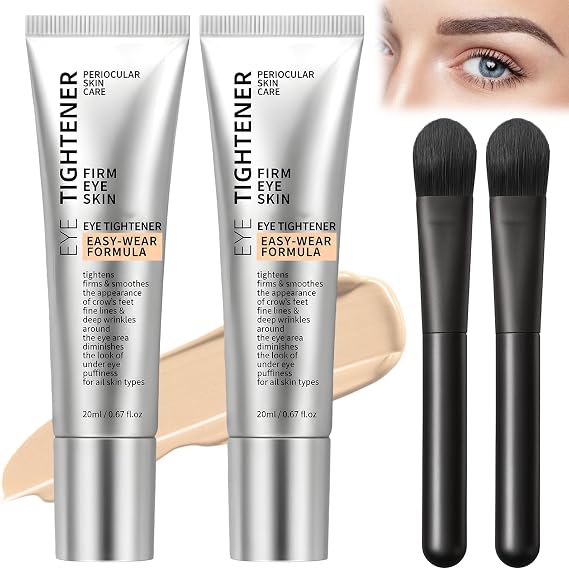 4PCS Eye Tightener, Perfection Eye Tightening Cream with 2 Brushes, Instant for Under Bags Remover for Women and Men, for Daily, Home and Spa Use, All Skin Types