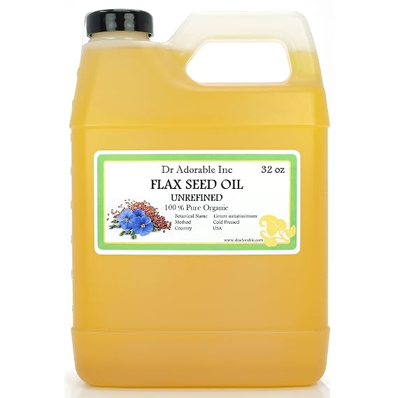 Dr Adorable - 32 oz - Flax Seed Oil - Unrefined Pure Organic Cold Pressed