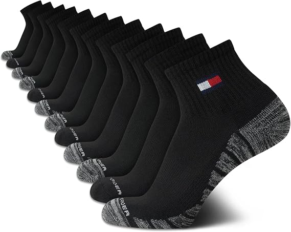 Tommy Hilfiger Mens 12 Pack Cushioned Quarter Athletic Socks Arch Support