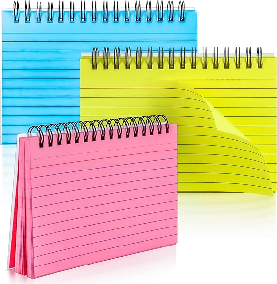 Colorful 150 Pcs Spiral Index Cards 4x6 Inch Flash Cards with Ring Lined Note Card Book Flashcards, Colored Ruled Card Pad Index Note Books 4 x 6 Notecards for Studying School Supply College