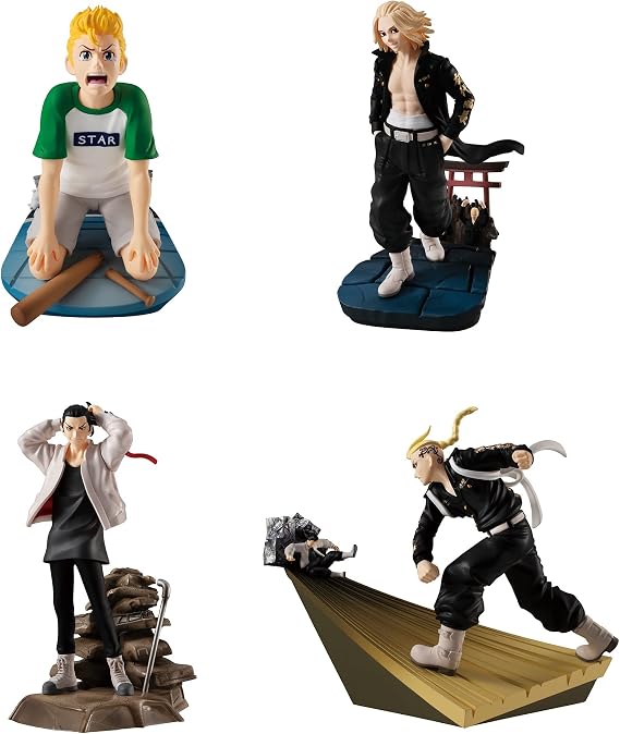 Megahouse Petitama Series Tokyo Revengers TOMAN HEROIC SCENES Miniature Figure Set, 4 Different Figures in 1 Box, PVC, Pre-painted, Complete, Approx. 5.12 inches (80 mm), Unisex, Ages 180+