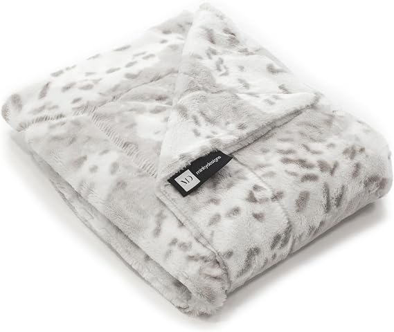 Minky Designs Arctic Lynx Minky Blanket Ultra Soft Faux Fur Throw Blanket for Couch, Bed & Home Fluffy, Warm & Luxurious Posh Collection (X-Large, 60x84)