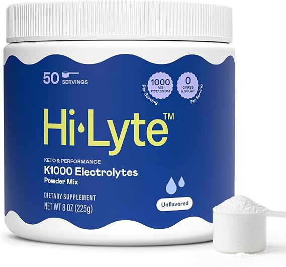 Keto K1000 Electrolyte Powder | Hydration Supplement Drink Mix | Raw Mineral Flavor, No Stevia | 50 Servings | Boost Energy & Beat Leg Cramps | No Maltodextrin or Sugar | 1,000mg potassium, sugar, stevia, GMO, vegan, gluten-free, keto-friendly, USA formula