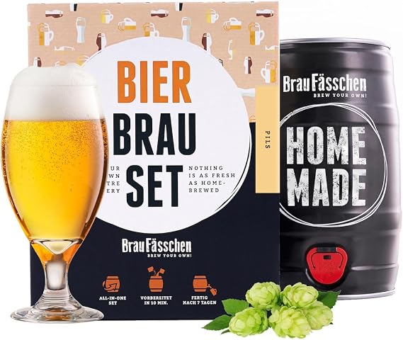 Braufässchen |Bierbrauset zum selber brauen Pils im 5 Liter Fass In 7 Tagen fertig Geschenk für Männer Freund oder Vater Biergeschenk