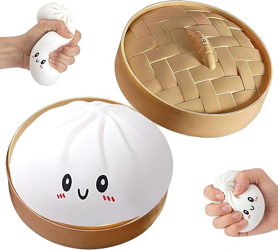 Dumpling Squishies,Squishy Fidget Toys,Squishy Dumpling Toy,Dumplings Squishys Mystery Box,Mystery Dumplings,Squishys Stress Relief Fidget Gifts for Adults Anxiety Relief Squeeze Toy(White)