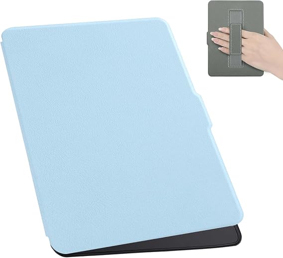 Case for Kobo Clara with Hand Strap & a Screen Protector, Ultra-Lightweight Protective Cover for Kobo Clara Colour 2024 (N367), Clara BW (N365), Clara 2E (N506) (Periwinkle Blue, One Size)