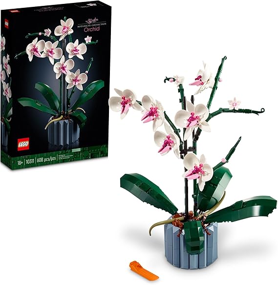 LEGO Botanicals Orchid - Artificial, Fake Indoor Flowers Building Set for Home, Kitchen, Desk Decoration, Adults Ages 18+ Gift for Birthdays - 10311