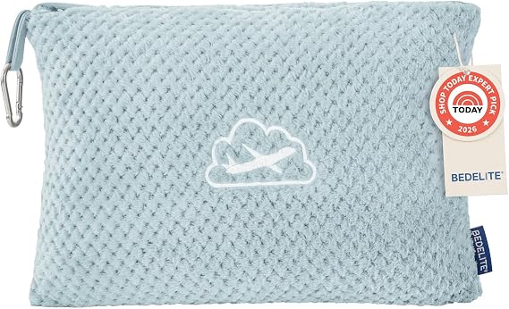 BEDELITE Travel Blanket with Bag, Jacquard Fleece Blanket 65"x40", Blue