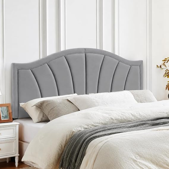 Upholstered Queen Headboard Only, Wall Mounted Headboards, Gray