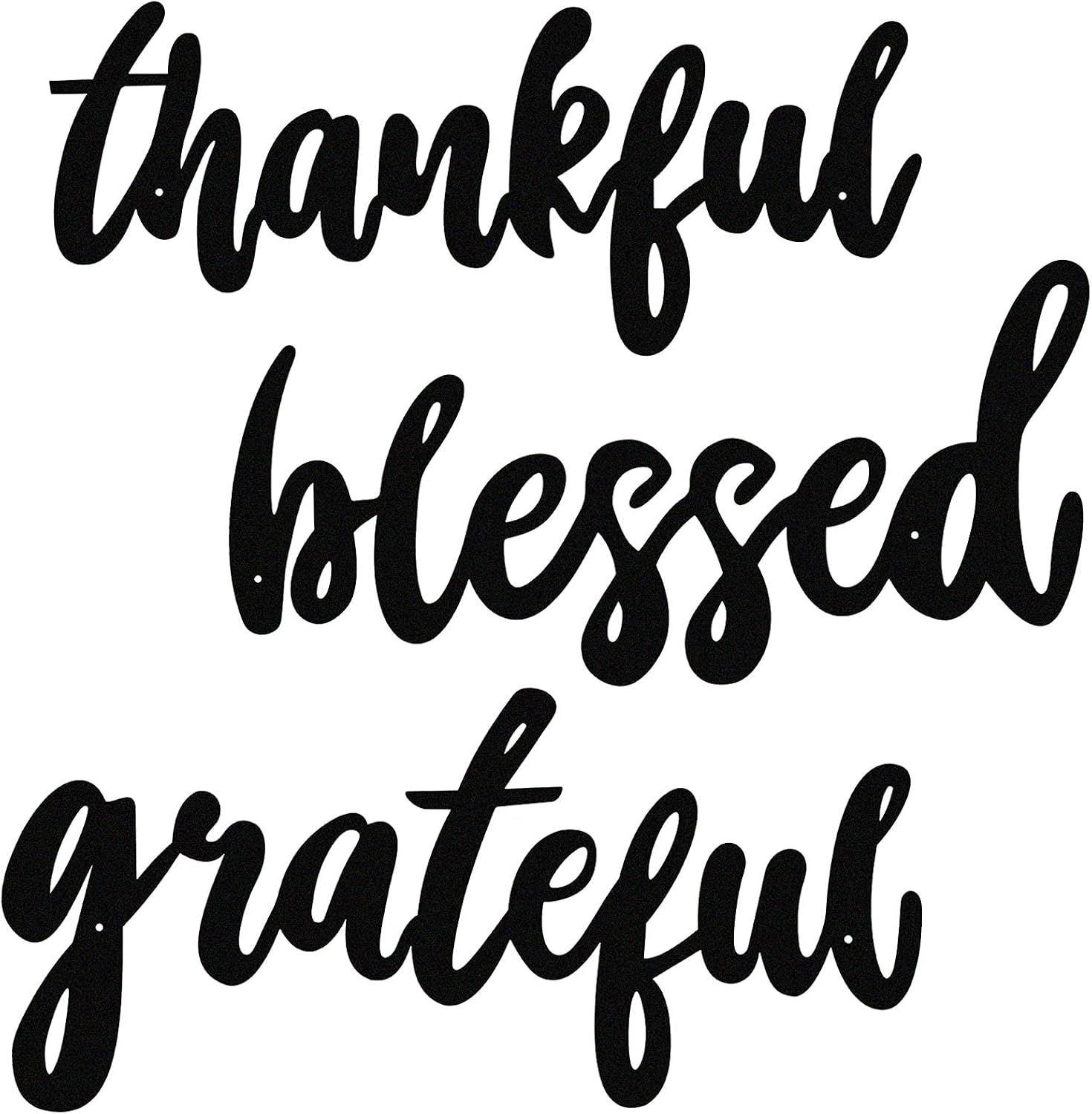 3 Pieces Thankful Grateful Blessed Word Sign Thanksgiving Letter Wall Sign Metal Letter Home Wall Art Decoration Rustic Farmhouse Metal Cutout for Indoor, Outdoor, Living Room and Bedroom