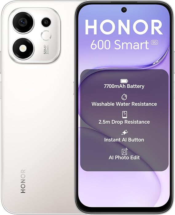 HONOR 600 Smart 5G Smartphone | 6.872-Inch Display | Snapdragon 4 Gen 4 | Dual Camera | MagicOS 10.0 |