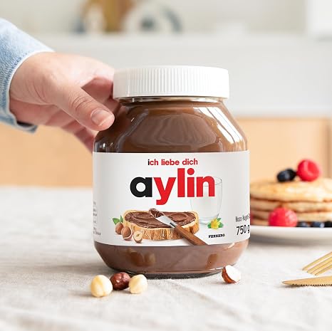 Personalised Nutella Glass - The Highlight for the Breakfast Table Birthday Gift for Men & Women (750 g Personalised Label)