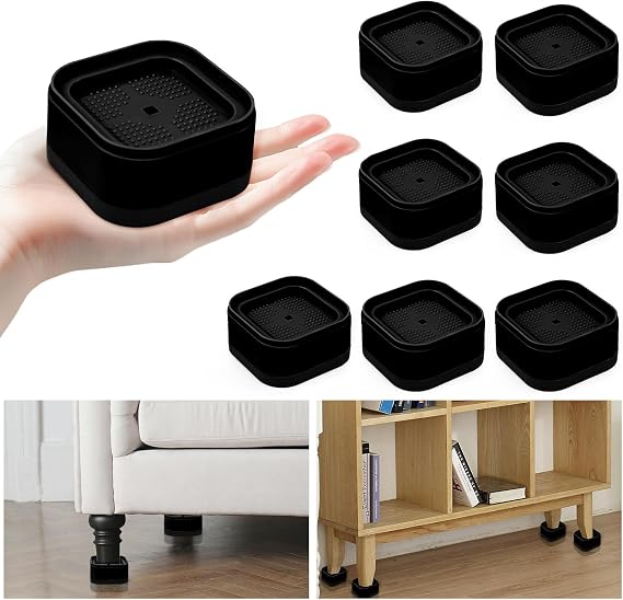 4 Pack Furniture Risers Adjustable Bed Risers Heavy Duty Stackable | Bed Raisers for Table Desk Couch Chair Sofa Cabinet Bed Legs Lift Height 1"