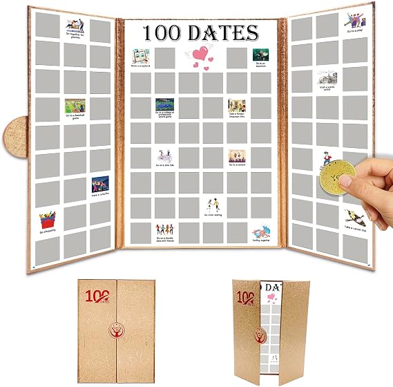 100 Dates Scratch Off Poster Valentines Day Gifts, Date Night Ideas, Date Night Gifts for Couples, Couples Adventure Challenge And Bucket List, Birthday Gifts for Women, Engagement, Wedding