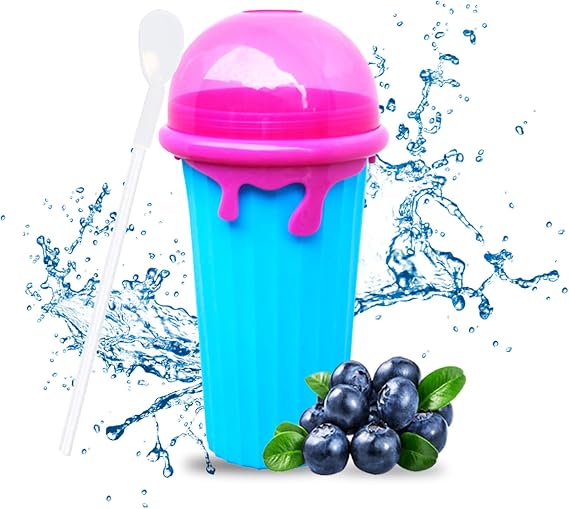 Color Land Slushy Cup (Large Capacity), TIK TOK Slushie Maker Frozen Magic Squeeze Ice Cream Maker Cup, Cool Stuff Trending Tiktok Items Homemade DIY Cool Gadgets with Lid & Straw (BLUE)