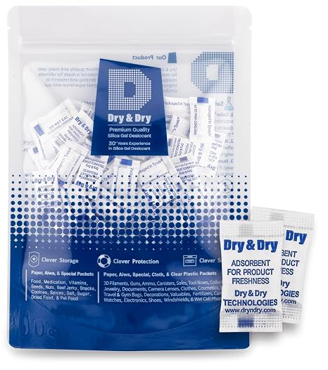 Dry & Dry 0.5 Gram[50 Packets] Food & Pharmaceutical Safe Silica Gel Packs Desiccants - Rechargeable Tyvek Silica Gel Packets, Moisture Absorbers, Desiccants Packets, Silica Gel