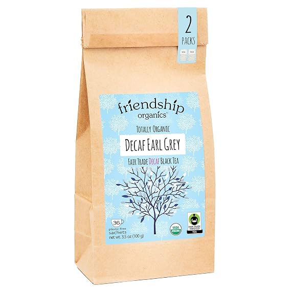 Friendship Organics Decaf Earl Grey Tea Bags, Organic and Fair Trade 36 Count