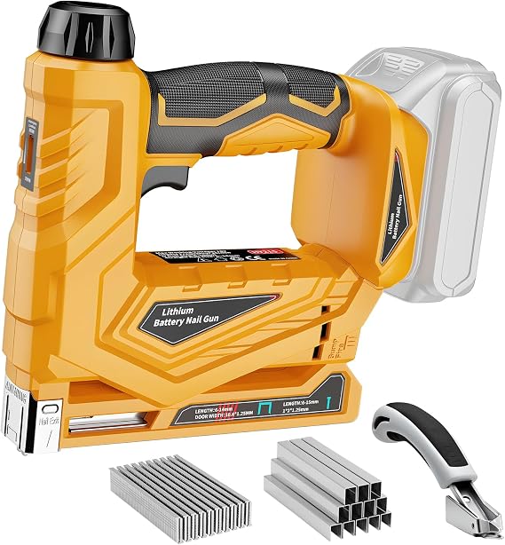 Cordless Nail Gun Compatible with Dewalt 20V Battery (Tool Only), 2-in-1 Electric Brad Nailer & T50 Crown Stapler, Battery Powered 3/8" Staple Gun with 1000 Staples & 1000 Nails for Woodworking & DIY