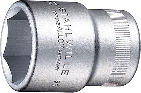 Stahlwille 05010019 55 Socket, Size 19mm, Hex Tip, Drive Connector 20mm (3/4), High-Performance Steel & Chrome-Plated, Anti-Slip Drive Profile, Ideal for Tight Spaces, L.50 mm