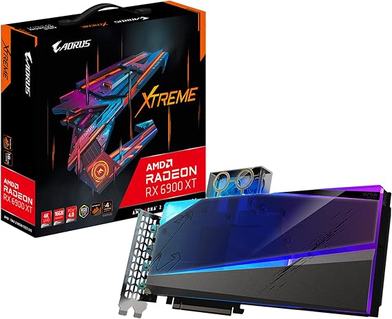 GIGABYTE AORUS Radeon RX 6900 XT Xtreme WATERFORCE WB 16G Graphics Card WaterFORCE Water Block Cooling System 16GB 256bit GDDR6 GV-R69XTAORUSX WB-16GD Video Card
