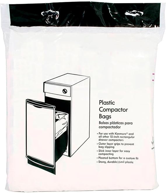 13370 Trash Compactor Bags 15-Pack Fits for Rectangular Drawer Compactors