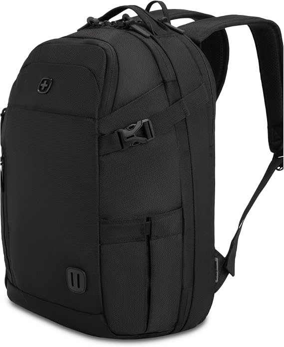 SwissGear Hybrid 30L Travel Backpack, Fits 15 inch Laptop, Men's and Women's, Black