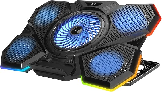 Rampage AD-RC13 Bellatrix RGB Laptop Soğutucu Stand 5 Fanlı, 2 USB Portlu, Ayarlanabilir Yükseklik, 15”-17” Notebook Uyumlu, Siyah