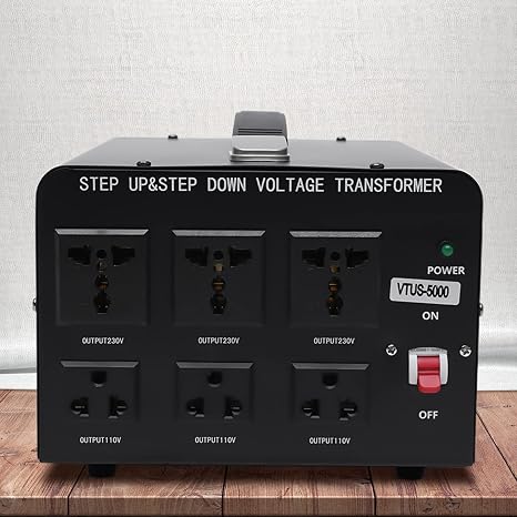 5000 Watt Voltage Converter Transformer Heavy Duty Step Up/Down AC 110V to 220V or 220V to 110V Converter,3 US Outlets,3 Universal Outlets,Resettable Circuit Breaker Protection