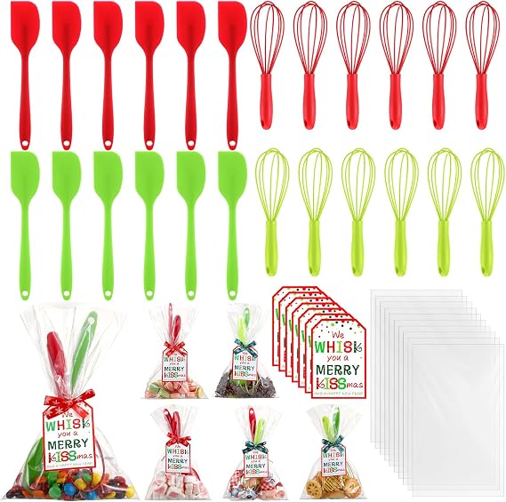 Bokon 12 Sets Christmas Silicone Spatula Whisk Baking Gift 48 Pcs