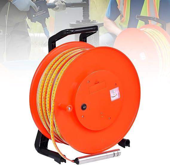 Well Water Level Indicator, Portable Deep Well Sounder with Stainless Steel Probe for Accurate Water Level Measurement, 50m (164ft) Depth